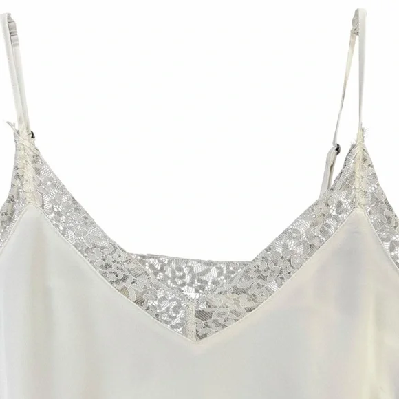 Halogen Lace Trim Cami Top Womens L‎ White Lace Trim Feminine Flirty Coquette - Picture 3 of 11